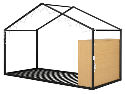 Bed House Frame With Shelves And Lights