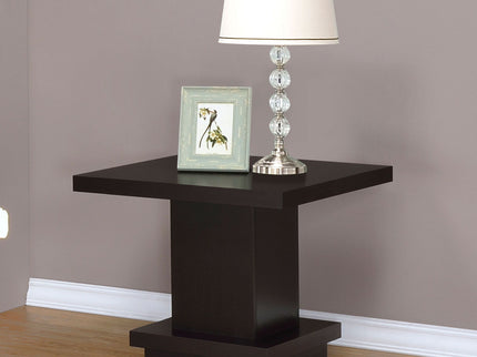 Mbala - Square Pedestal End Table - Cappuccino