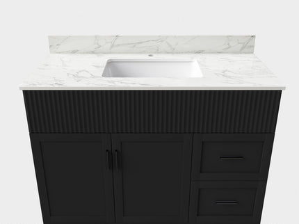 Bathroom Vanity, Fluted Cabinet, Soft Close Doors & Drawers, Single Faucet Hole, Sink Included - Black