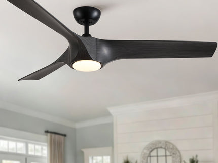 Reversible Quiet Motor Ceiling Fan Light With ABS Blades - Black / Gray
