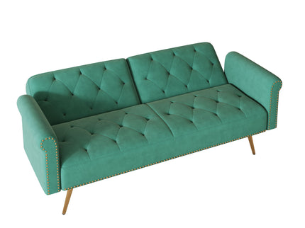 Luxurious Sofa Bed With Nail Head Trim And Matching Pillow