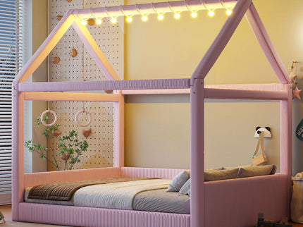 Upholstered House Style Daybed With LED Light Strips