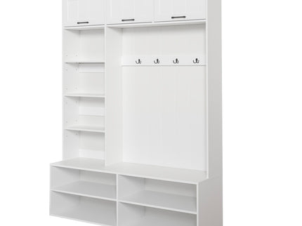 Farmhouse Hall Tree & Bench And Shoe Storage