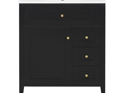 Bathroom Vanity With Sink, 3 Drawers And Adjustable Shelf