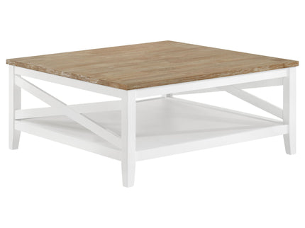 Evanston - Square Coffee Table With Shelf - White
