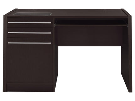 Maxim - 2 Drawer Computer Desk With Lift Top Storage And Power Outlet - Cappuccino
