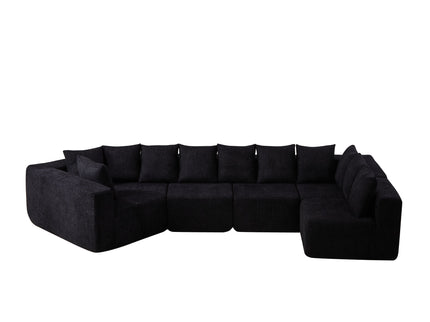 L - Shaped Modular Sofa With Deep Seat And 11 Pillows
