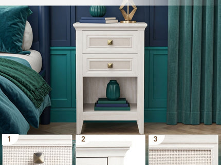 Nightstands With 2 Drawers, Bedside Tables For Small Spaces (Set of 2) - White