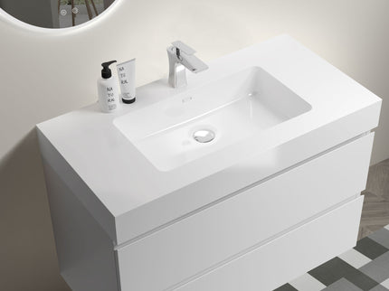 Alice - Bathroom Vanity With Large Storage, Sink Wall Mounted Floating Bathroom Vanity For Modern Bathroom, One-Piece Sink Basin Without Drain And Faucet