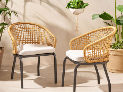 Outdoor Wicker Chair With Powder Coated Iron Legs