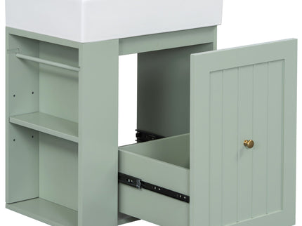 Modern Bathroom Vanity With Sink, Storage Cabinet, Drawer & Side Shelf