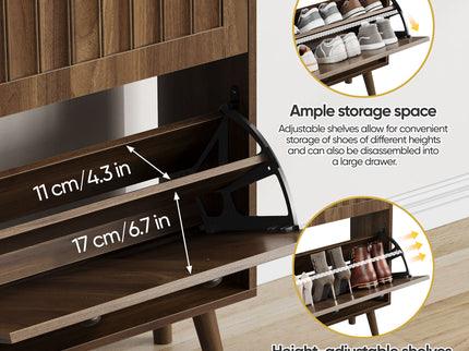 Shoe Cabinet, Upright Storage Unit - Walnut
