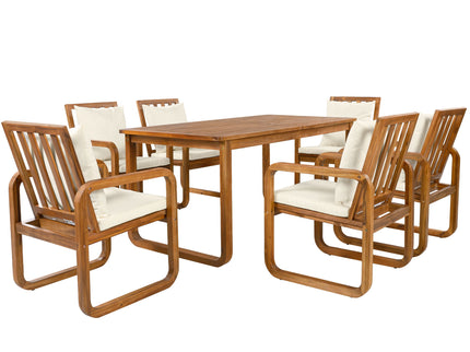 7 Piece Outdoor Patio Dining Set With Removable Cushions