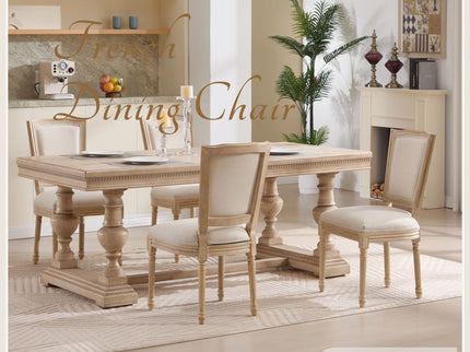 Dining Chairs Upholstered With T - Shaped Back (Set of 2) - Beige