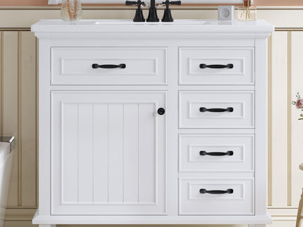 Modern Bathroom Vanity With Sink Top, Flip Drawers, Adjustable Shelf