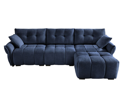 Sofa Set With Ottoman And Pillows, Textured, High Resilience Cushions