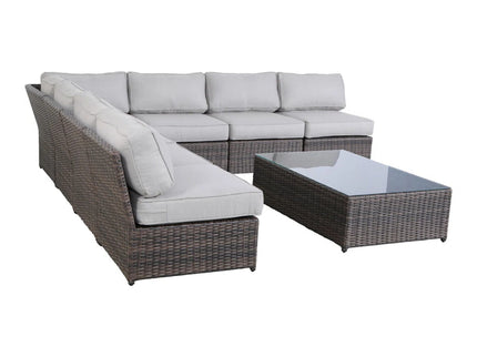 Comfortable Modern Patio Rattan Sectional Set With Cushions