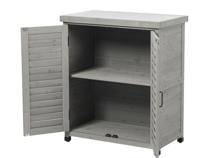 Potting Bench With Storage Cabinet And Metal Table Top For Outdoor