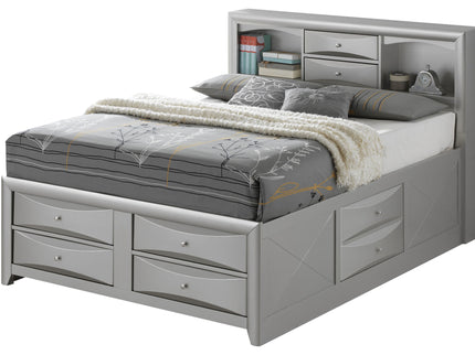 Modern Design Storage Bed With Bookcase Headboard