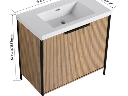 Modern Freestanding Bathroom Vanity With Resin Sink & Soft Close Cabinet Doors