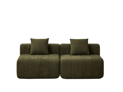 Modular Sectional Sofa With 2 Pillows, Symmetrical Design