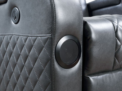 Alair - Leather Aire Power Motion Recliner With Bluetooth, Wireless Charger Cupholder - Dark Gray