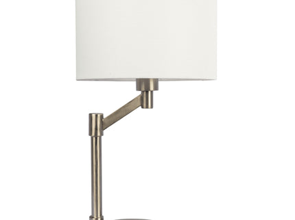 Horizon - Table Lamp With On / Off Switch Curved Base Linen Shade - Brushed Nickel / Silver / White