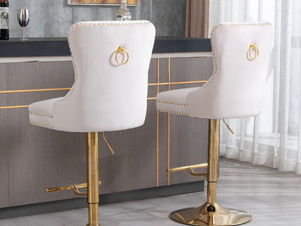 Thick Swivel Barstools Adjusatble Seat Height From 25-33", Modern Upholstered Bar Stools With Backs Comfortable Tufted For Home Pub And Kitchen Island (Set of 2)