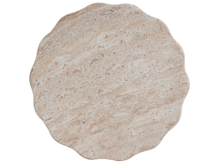 Elegant Indoor / Outdoor Lightweight Concrete Side Table With Travertine - Beige