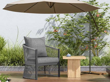Modern Curved Aluminum Lounge Chair With Stylish Rope Weave Design And Cushioned Comfort For Outdoor