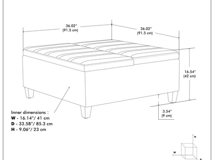 Ellis - Coffee Table Storage Ottoman Contemporary Design