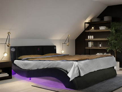 Platform Bed Frame With LED Lighting, tooth Music, Vibration Massage