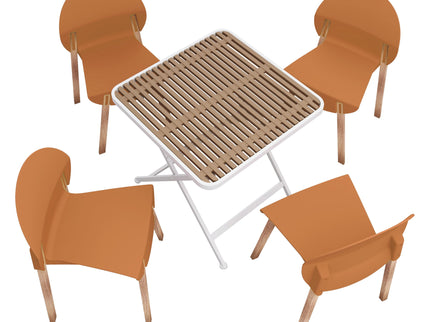 4 Piece Set Of Single Chairs With A Folding Square Table