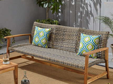 Outdoor 3 Seater Sofa With Rattan Cover - Gray