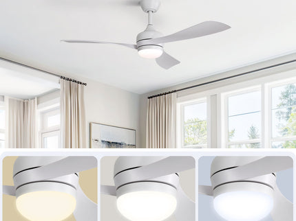 Ceiling Fan With 3 Blades, Remote Control, Reversible DC Motor, Noiseless Operation, 3 Downrods