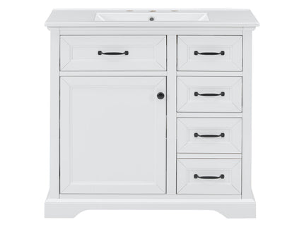 36" Bathroom Vanity With Sink, 2 Tip-Out Drawers, Soft Close Hinges