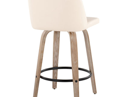 Toriano - Contemporary Fixed-Height Counter Stool & Swivel With Round Footrest (Set of 2)