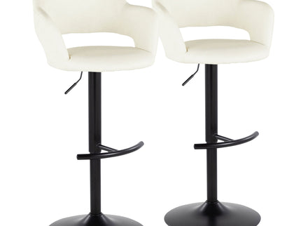 Margarite - Contemporary Adjustable Barstool With Swivel With Rounded T Footrest (Set of 2)