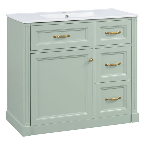 Modern Bathroom Vanity With Sink, 4 Drawers, Soft-Close Door, Adjustable Shelf