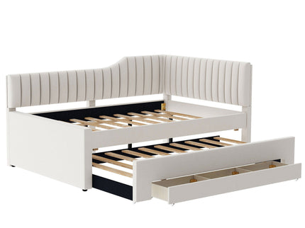 Upholstered Daybed With Trundle And 3 Drawers
