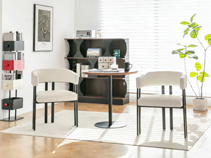 Modern Dining Upholstered Barrel Chair With Curved Back And Armrests