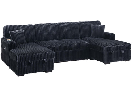 Convertible Sectional Upholstered Sleeper Sofa With Storage Chaise