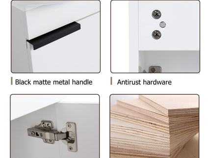 Wall Mounted Bathroom Vanity With Sink And Storage Rack, Soft Close Doors