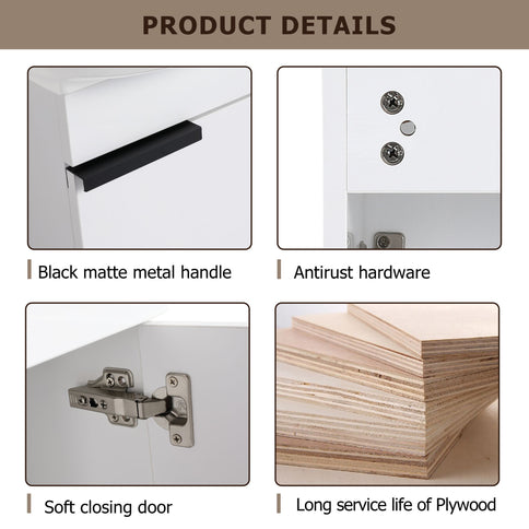 Wall Mounted Bathroom Vanity With Sink And Storage Rack, Soft Close Doors