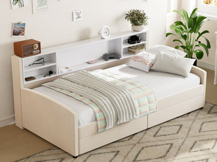 Luxurious Upholstered Platform Bed With Storage Drawers