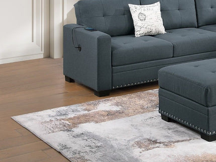 Casual Simple Tufted Sectional 4 Piece Set With USB Loveseat