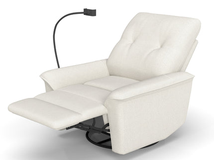 270° Power Swivel Rocker Recliner Chair With Phone Holder, Electric Glider Reclining Sofa With USB Ports For Living Room Bedroom - Beige