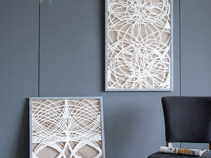 Leaf Shadow Box Wall Decor (Set of 2) - White / Gray