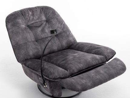 Modern Swivel Gliding Recliner Chair With Rocking Function And Phone Holder, Large Comfortable