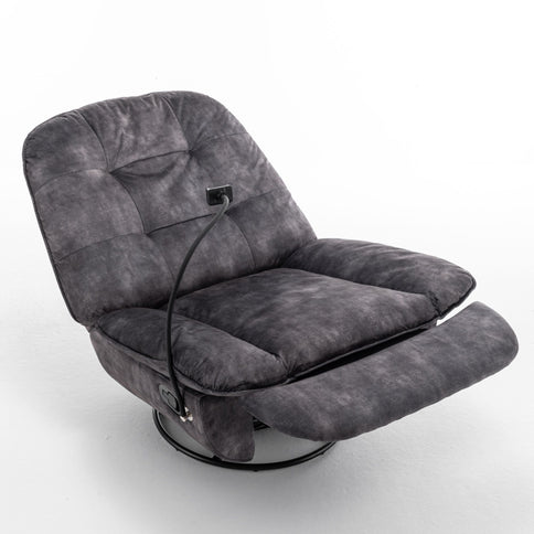 Modern Swivel Gliding Recliner Chair With Rocking Function And Phone Holder, Large Comfortable